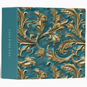 Classeur Vintage Turquoise or en cuir
