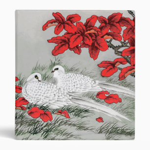 Classeur Vintages Feuilles blancs et rouges sur gris / gris