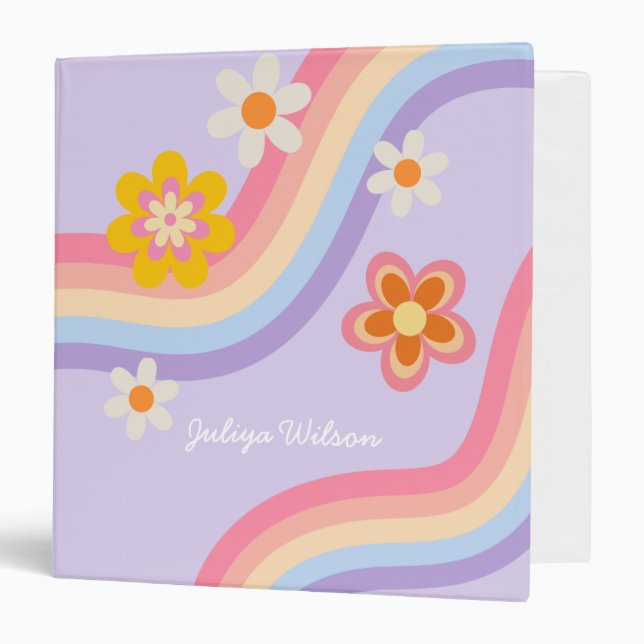 Classeur Violet arc-en-ciel rétro (Devant/Intérieur)