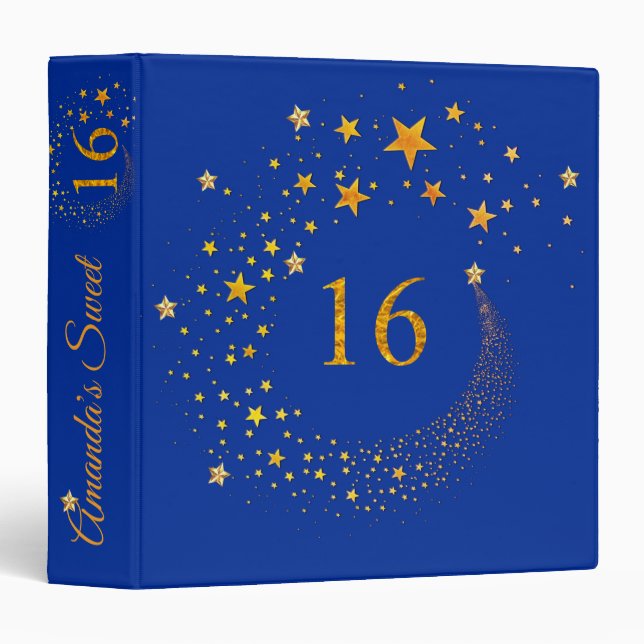 Classeur Violet Gold Stars Sweet sixteen Album photo (Devant/Côté)