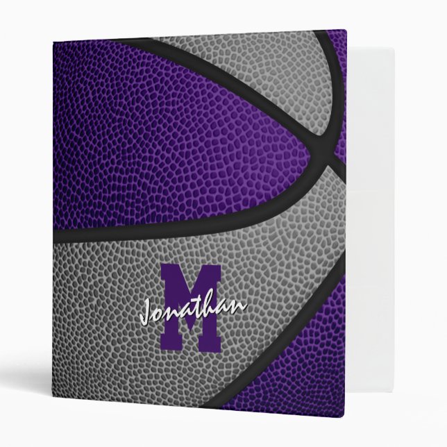 Classeur violet gris garçons filles équipe sport basket-bal (Devant/intérieur)