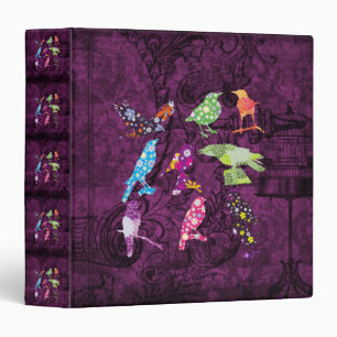 Classeur Violet Vintage Birdcage & Oiseaux Classeur/Album p