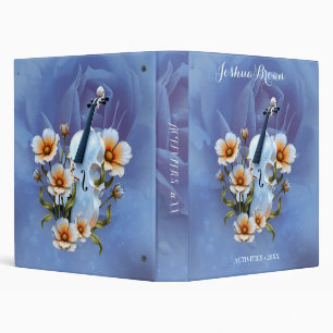 Classeur Violon blanc aux fleurs - Musique élégante & Natur