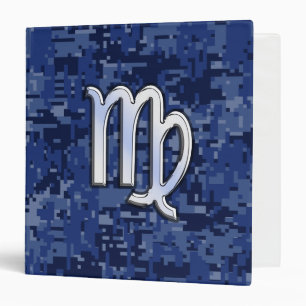 Classeur Virgo Zodiac Sign on Marine Blue Digital Camo Deco