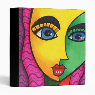 Classeur Visage de fille abstrait coloré