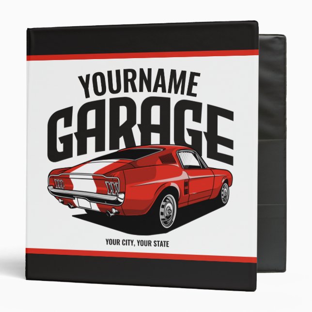 Classeur Voiture Muscle Personnalisée 1967 Garage Fastback  (Devant/Intérieur)