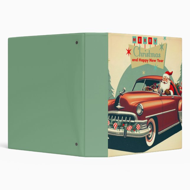 Classeur Voiture rouge vintage & Père Noël (Arrière-plan)
