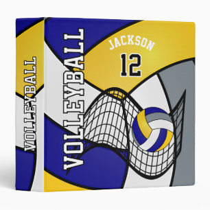 Classeur Volley-ball en jaune, bleu, gris et blanc