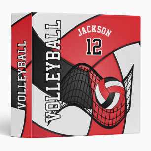Classeur Volley-ball en rouge, noir et blanc