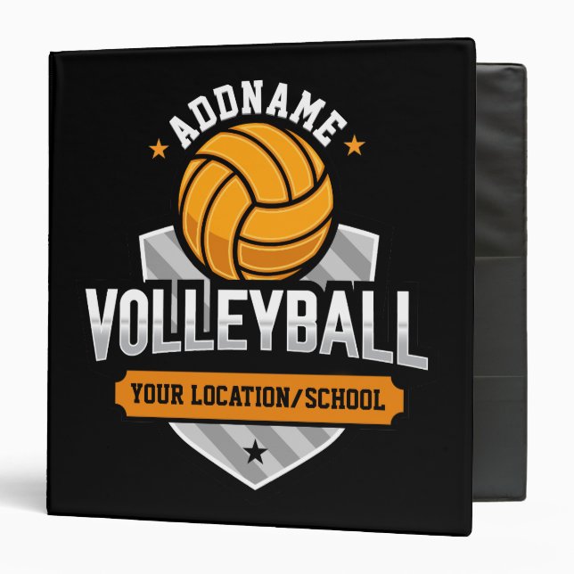 Classeur Volleyball AJOUTER TEXTE École Varsity Team Joueur (Devant/Intérieur)