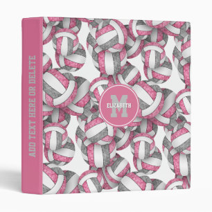 Classeur volleyballs gris rose motif sportif