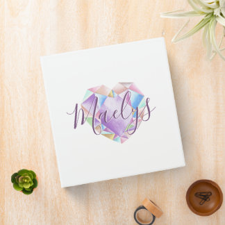 Classeur Votre nom ici mignon Pastel Rainbow Heart Diamond