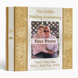 Classeur Votre photo sur l'album photos d'or d'anniversaire