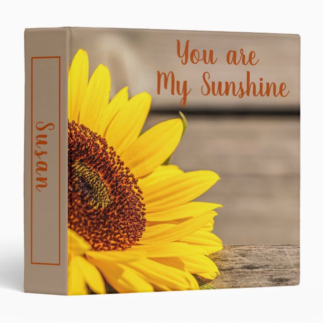 Classeur Vous êtes My Sunshine Sunflower photo personnalisé (Devant/Côté)