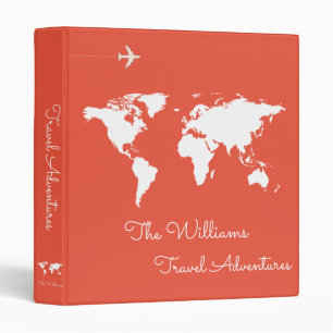 Classeur Voyage Aventures Carte du Monde Orange Rouge