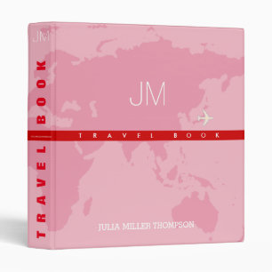 Classeur voyage-book gentil avec la carte rose du monde