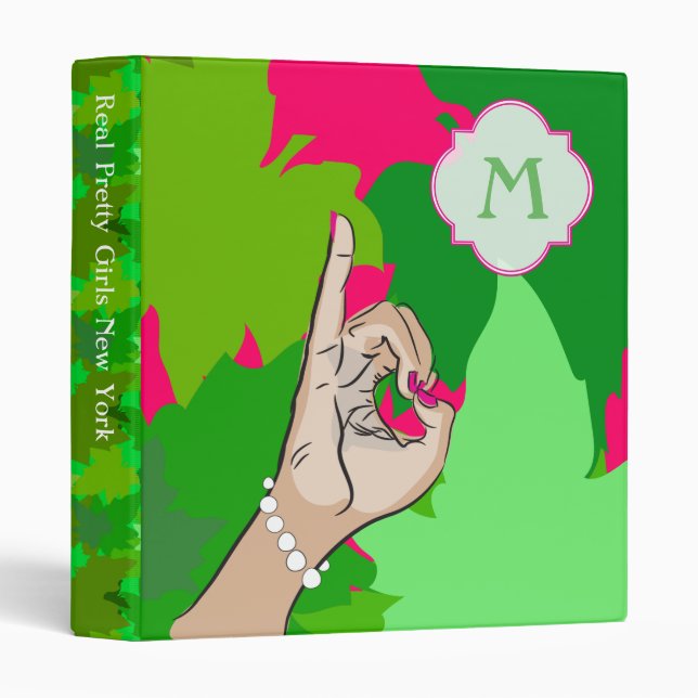 Classeur Vrai Joli rose et vert Ivy (Devant/Côté)