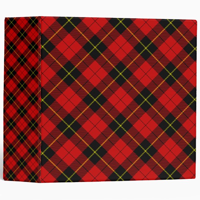 Classeur Wallace tartan rouge noir plaid (Devant/Côté)
