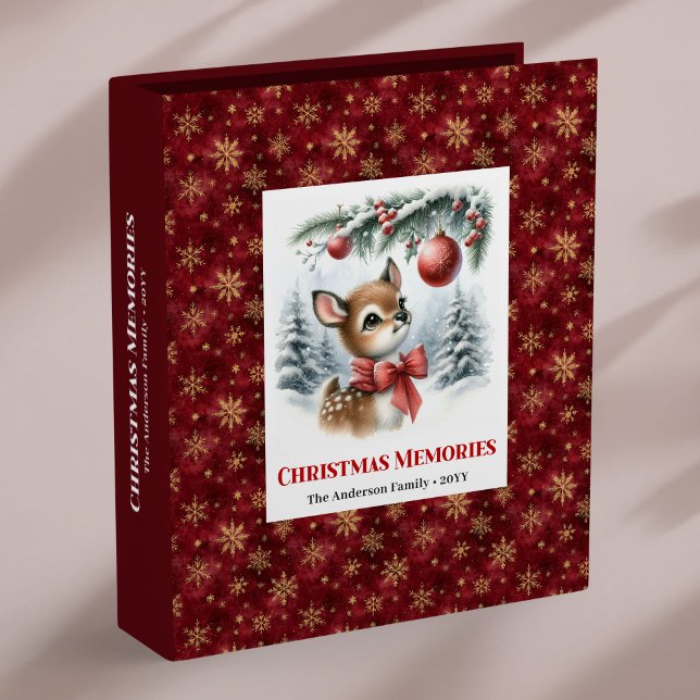 Classeur Watercolor Baby Fawn Christmas Scene Christmas   (Watercolor Baby Fawn Christmas Scene Christmas Ring Binder

)