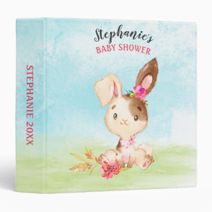 Classeur Watercolor Girl Bunny Baby shower ferme