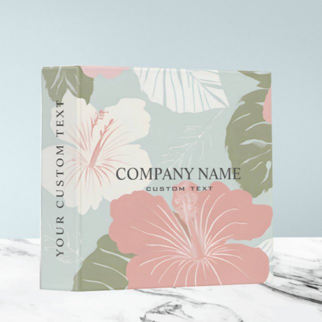 Classeur Watercolor Hibiscus Flower Pink Blue sage white (Créateur téléchargé)