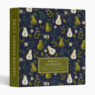 Classeur Watercolor Pear Pattern Personalized Recipe Binder