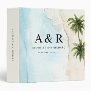 Classeur Watercolor Sand Beach Tropical Destination Mariage