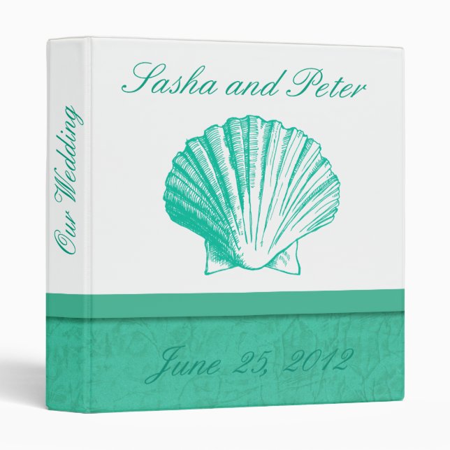 Classeur Wedding planner Aqua Shell (Devant/Côté)
