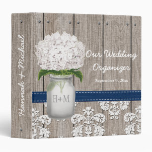 Classeur Wedding planner blanc de pot de maçon d'hortensia