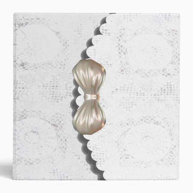 Classeur Wedding planner blanc élégant de dentelle (Devant)