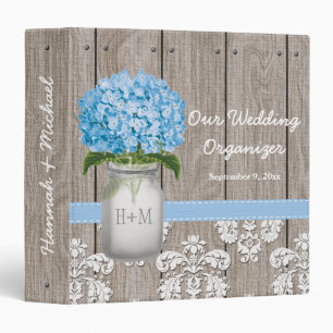 Classeur Wedding planner bleu d'hortensia de pot de maçon
