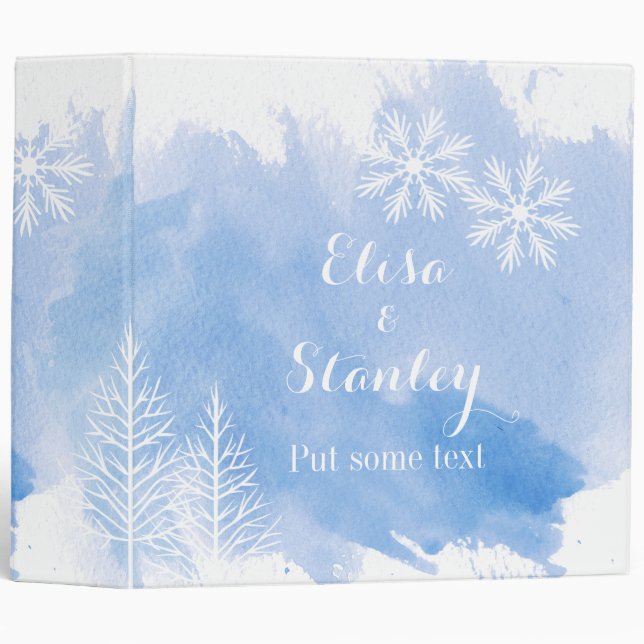 Classeur Wedding planner bleu éclat d'aquarelle moderne (Devant/Côté)