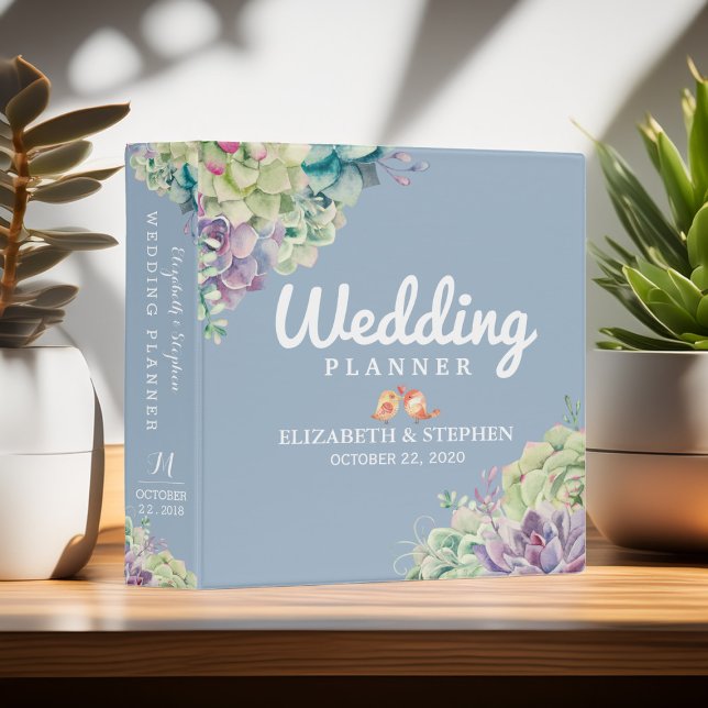Classeur Wedding planner Chic Aquarelle Succulent Plantes (Créateur téléchargé)