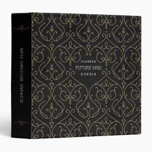 Classeur Wedding planner classique moderne damassé noir