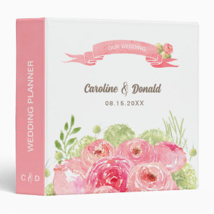 Classeur Wedding planner d'aquarelle romantique Rose