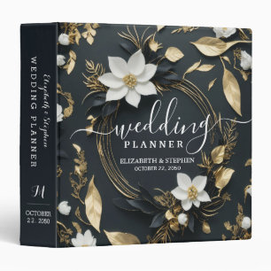 Classeur Wedding planner de couronnes florales en or noir b