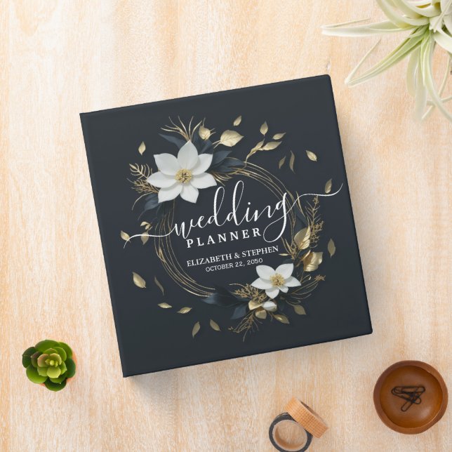 Classeur Wedding planner de couronnes florales en or noir b (In Situ)