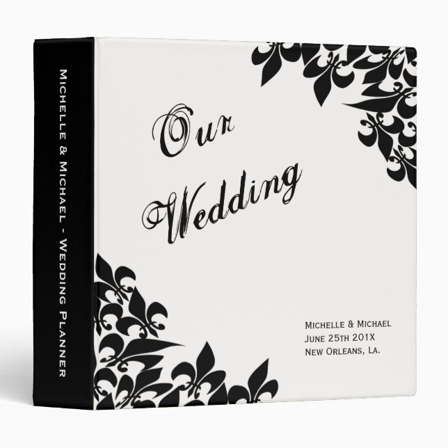 Classeur Wedding planner de Fleur de Lis Pattern (Devant/Côté)