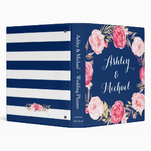 Classeur Wedding planner de la couronne de fleurs bleu rose