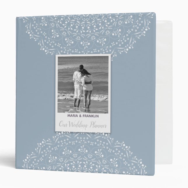 Classeur Wedding planner de mandala bleu Dusty 1,5 po Class (Devant/Intérieur)