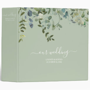 Classeur Wedding planner de script de verdure aquarelle