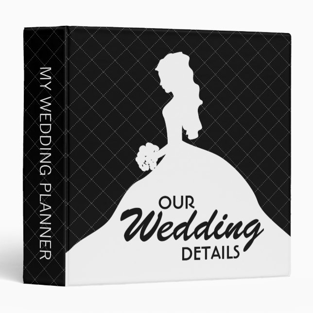 Classeur Wedding planner de silhouette de jeune mariée (Devant/Côté)