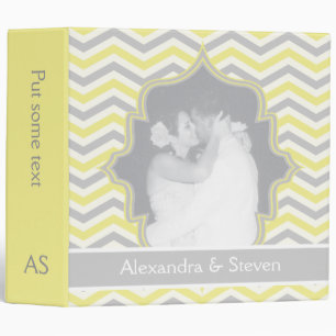 Classeur Wedding planner de zigzag de chevron gris jaune mo