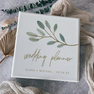 Classeur Wedding planner d'eucalyptus veiné or