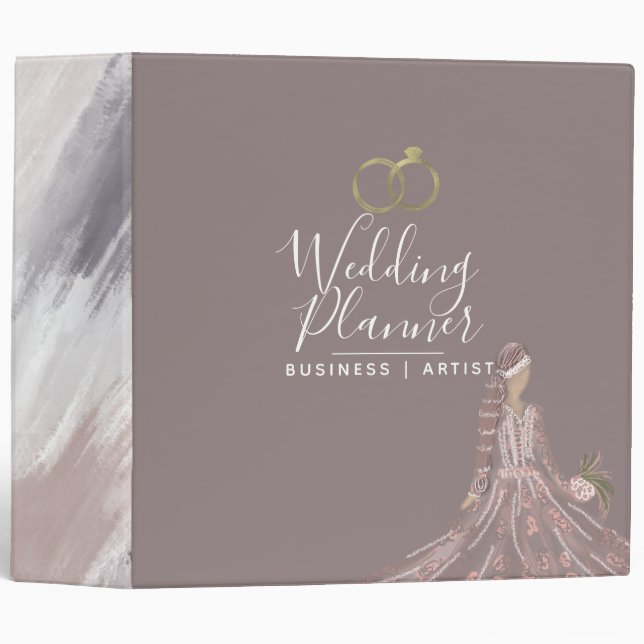 Classeur Wedding planner d'illustration de mariée aquarelle (Devant/Côté)