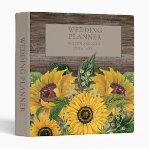 Classeur Wedding planner en bois de tournesol jaune rustiqu