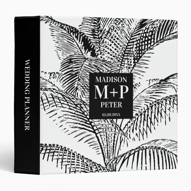 Classeur Wedding planner Feuille Tropical Palm Tree (Devant/Côté)
