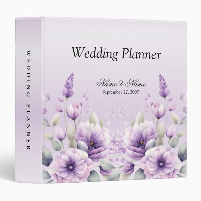 Classeur Wedding planner floral pourpre (Devant/Côté)