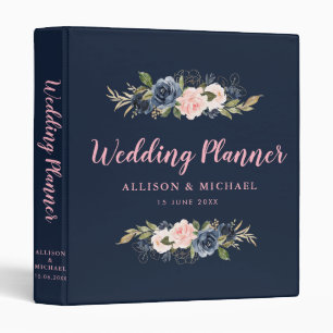 Classeur Wedding planner floral rose marine et fleuri