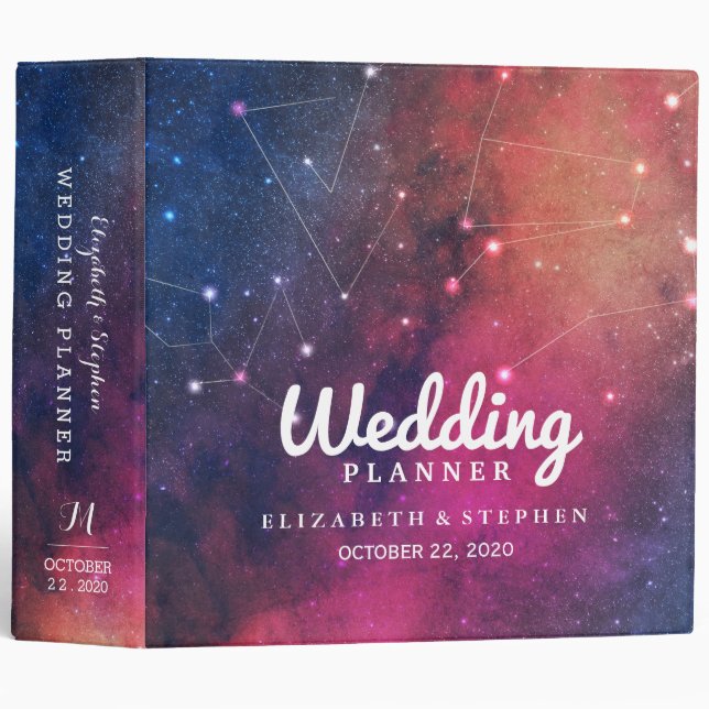 Classeur Wedding planner Galaxy Stars Nebula Constellations (Devant/Côté)